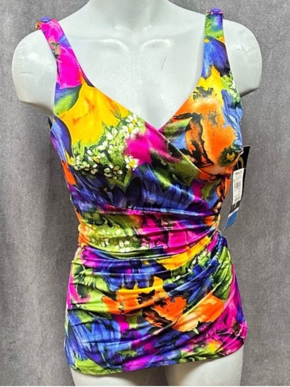 Vintage Bright Colorful swimsuit  Made in USA 34B Cazimi